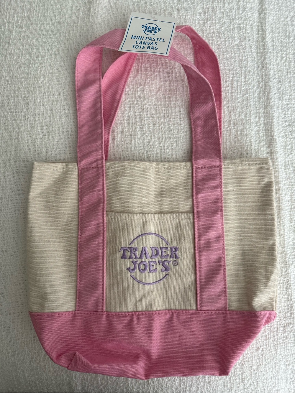 Trader Joe’s Pink & Cream Canvas Tote Bag